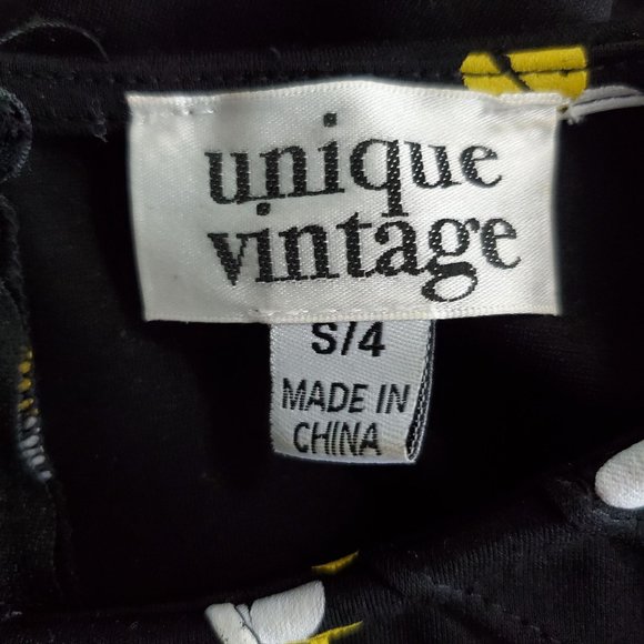 Unique Vintage All Over Bumble Bee Print Dress, Sz S/4 - Picture 10 of 11